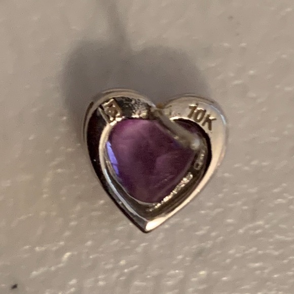 Heart shaped purple Amethyst with diamond accent necklace and matching earrings - Picture 6 of 6